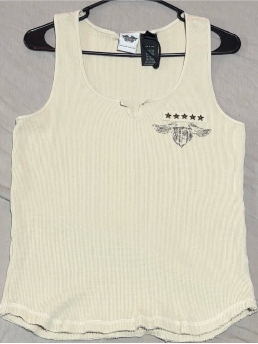 Harley-Davidson Cream Ribbed Tank with Chest Graphic